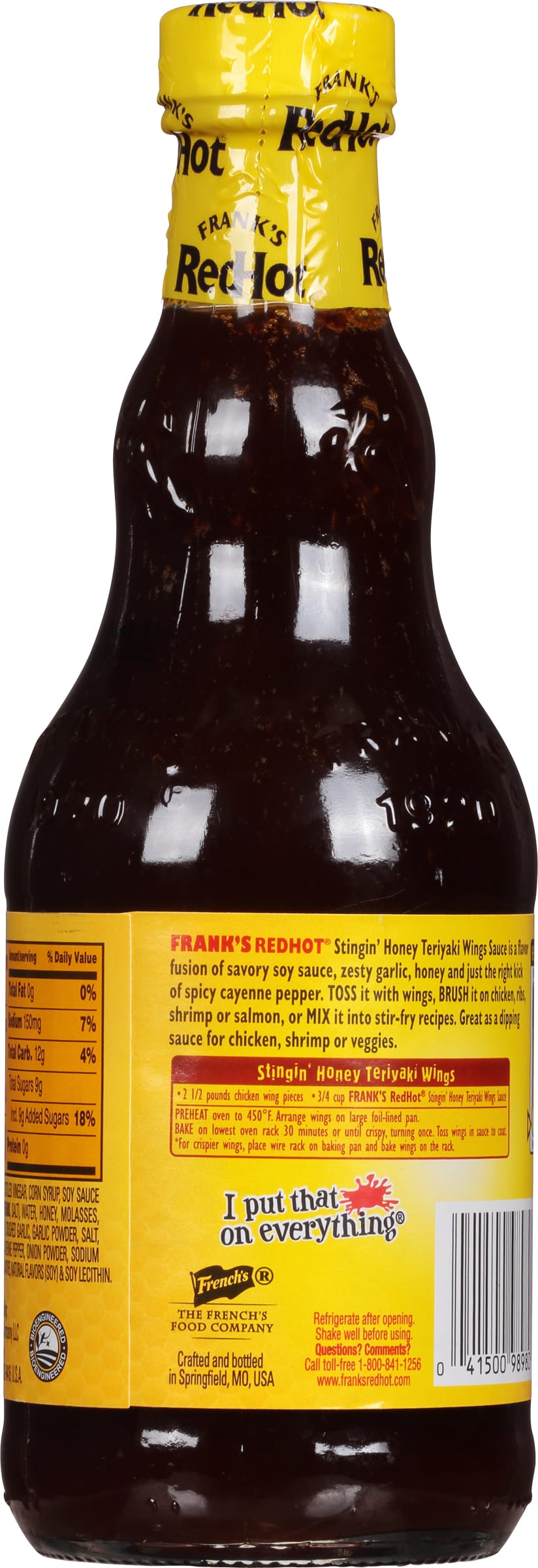 Frank's RedHot® Stingin' Honey Teriyaki Wing Sauce. 12 oz (2-Pack)